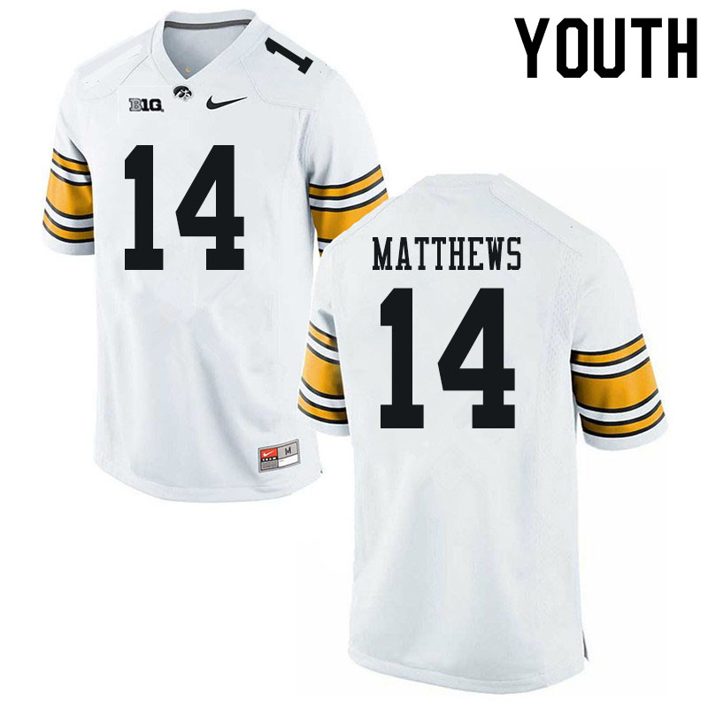 Youth #14 Quavon Matthews Iowa Hawkeyes College Football Jerseys Sale-White - Click Image to Close